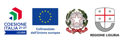 Loghi di coesione Italia, UE, Repubblica Italiana, Regione Liguria.